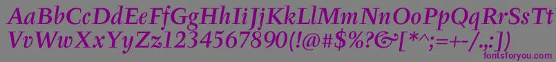 TyfaItcMediumOtItalic Font – Purple Fonts on Gray Background