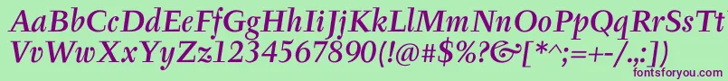 TyfaItcMediumOtItalic Font – Purple Fonts on Green Background