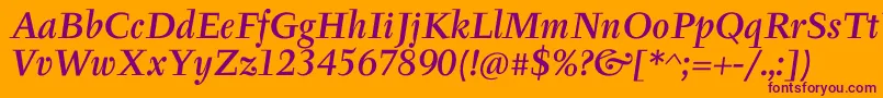 TyfaItcMediumOtItalic Font – Purple Fonts on Orange Background