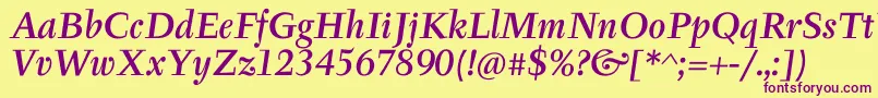 TyfaItcMediumOtItalic Font – Purple Fonts on Yellow Background