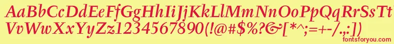 TyfaItcMediumOtItalic Font – Red Fonts on Yellow Background