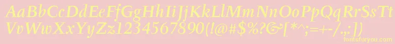 TyfaItcMediumOtItalic Font – Yellow Fonts on Pink Background
