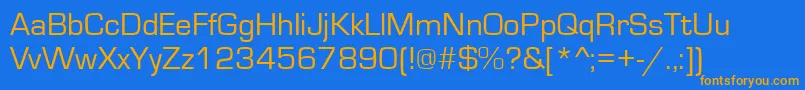 Eurostile Font – Orange Fonts on Blue Background
