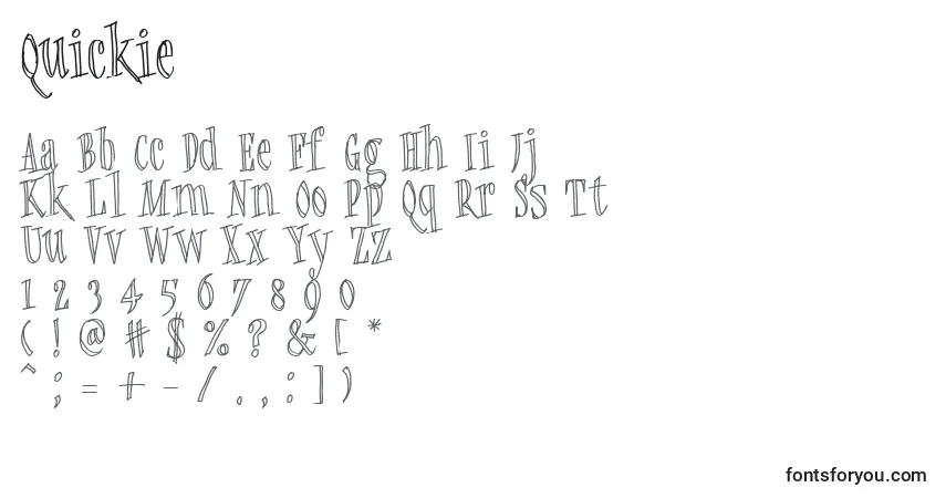 Czcionka Quickie – alfabet, cyfry, specjalne znaki