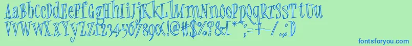 Quickie-Schriftart – Blaue Schriften auf grünem Hintergrund