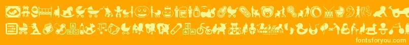 BabyIcons-Schriftart – Gelbe Schriften auf orangefarbenem Hintergrund