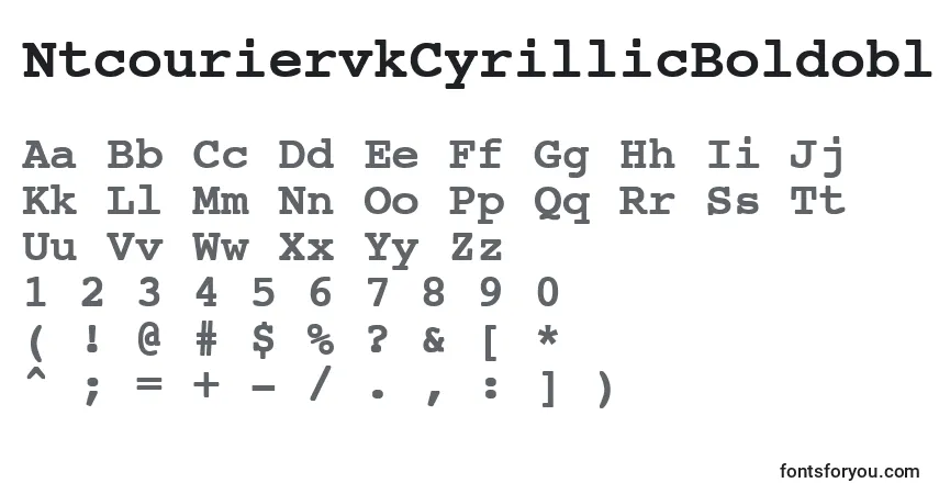 A fonte NtcouriervkCyrillicBoldoblique – alfabeto, números, caracteres especiais