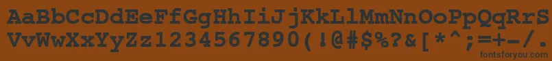 フォントNtcouriervkCyrillicBoldoblique – 黒い文字が茶色の背景にあります