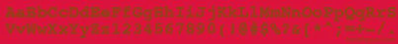 フォントNtcouriervkCyrillicBoldoblique – 赤い背景に茶色の文字