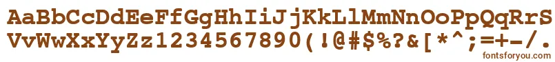 フォントNtcouriervkCyrillicBoldoblique – 白い背景に茶色のフォント