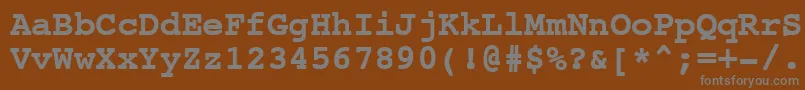 フォントNtcouriervkCyrillicBoldoblique – 茶色の背景に灰色の文字