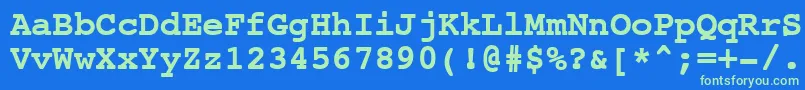 Czcionka NtcouriervkCyrillicBoldoblique – zielone czcionki na niebieskim tle