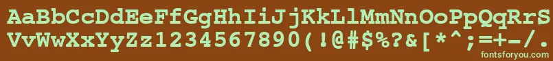 フォントNtcouriervkCyrillicBoldoblique – 緑色の文字が茶色の背景にあります。