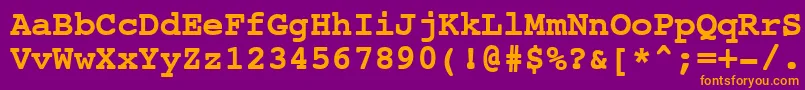 フォントNtcouriervkCyrillicBoldoblique – 紫色の背景にオレンジのフォント