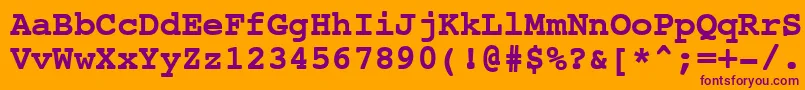フォントNtcouriervkCyrillicBoldoblique – オレンジの背景に紫のフォント