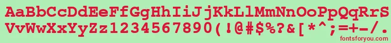 Шрифт NtcouriervkCyrillicBoldoblique – красные шрифты на зелёном фоне