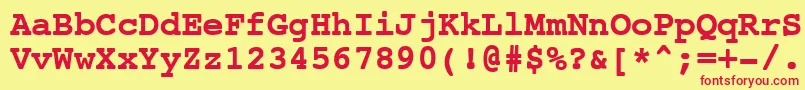 フォントNtcouriervkCyrillicBoldoblique – 赤い文字の黄色い背景