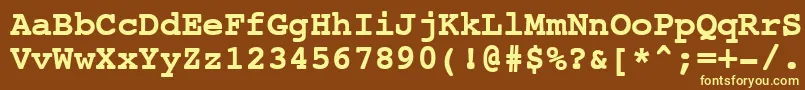 Шрифт NtcouriervkCyrillicBoldoblique – жёлтые шрифты на коричневом фоне