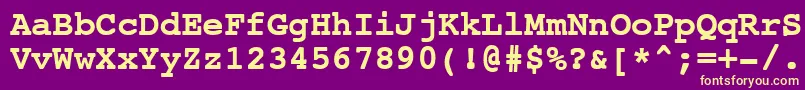 NtcouriervkCyrillicBoldoblique Font – Yellow Fonts on Purple Background