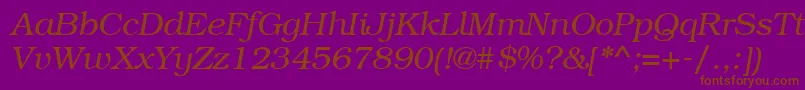 BookmanattItalic-Schriftart – Braune Schriften auf violettem Hintergrund