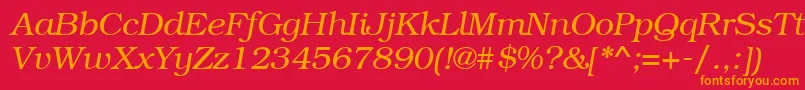 フォントBookmanattItalic – 赤い背景にオレンジの文字