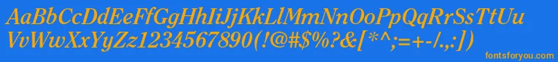 ClearfacestdBolditalic Font – Orange Fonts on Blue Background