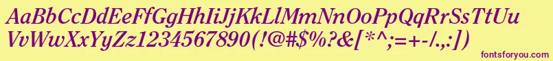 ClearfacestdBolditalic Font – Purple Fonts on Yellow Background