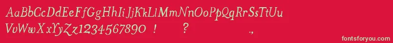 TheMissusHandOblique Font – Green Fonts on Red Background