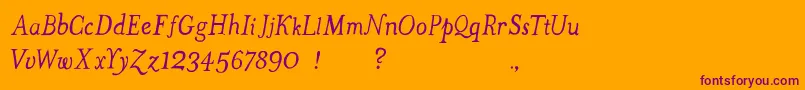 TheMissusHandOblique-fontti – violetit fontit oranssilla taustalla