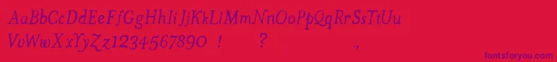 Шрифт TheMissusHandOblique – фиолетовые шрифты на красном фоне