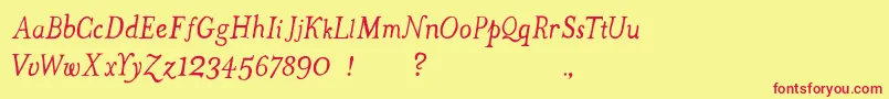 TheMissusHandOblique Font – Red Fonts on Yellow Background