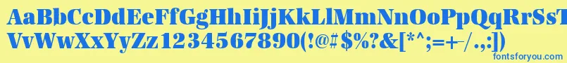 フォントUrwantiquatultbolextnar – 青い文字が黄色の背景にあります。