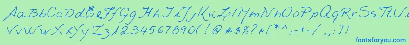 Lehn235 Font – Blue Fonts on Green Background