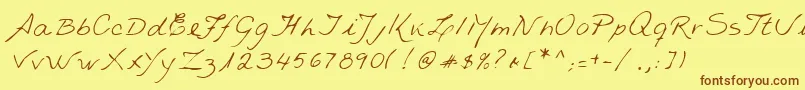 Lehn235-Schriftart – Braune Schriften auf gelbem Hintergrund