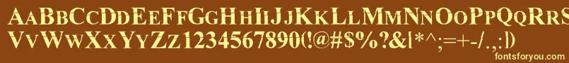 MurdoinkMkda-Schriftart – Gelbe Schriften auf braunem Hintergrund