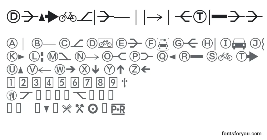 Fuente DeutschebahnagThree - alfabeto, números, caracteres especiales