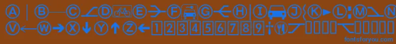 Czcionka DeutschebahnagThree – niebieskie czcionki na brązowym tle
