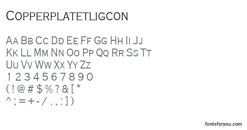 Schriftart Copperplatetligcon – Alphabet, Zahlen, spezielle Symbole