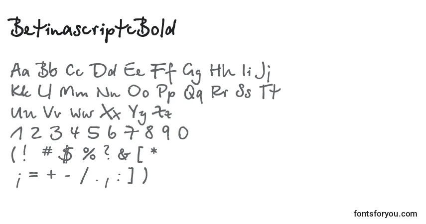Шрифт BetinascriptcBold – алфавит, цифры, специальные символы