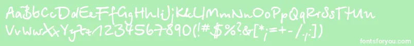 フォントBetinascriptcBold – 緑の背景に白い文字