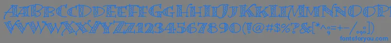 Fonte BermudalpstdSquiggle – fontes azuis em um fundo cinza