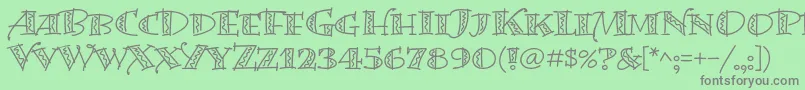 フォントBermudalpstdSquiggle – 緑の背景に灰色の文字