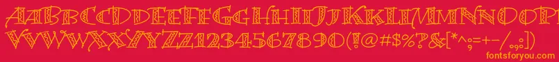 Czcionka BermudalpstdSquiggle – pomarańczowe czcionki na czerwonym tle