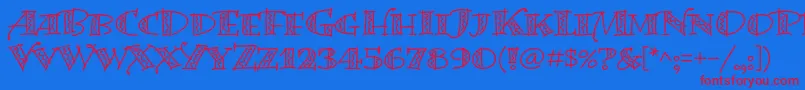 BermudalpstdSquiggle-Schriftart – Rote Schriften auf blauem Hintergrund