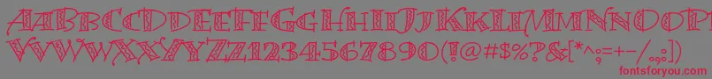 フォントBermudalpstdSquiggle – 赤い文字の灰色の背景