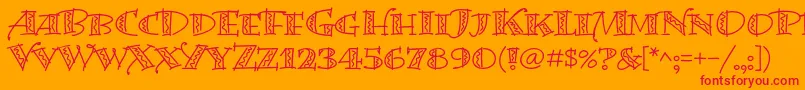 フォントBermudalpstdSquiggle – オレンジの背景に赤い文字