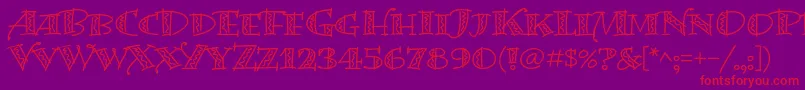 BermudalpstdSquiggle-Schriftart – Rote Schriften auf violettem Hintergrund