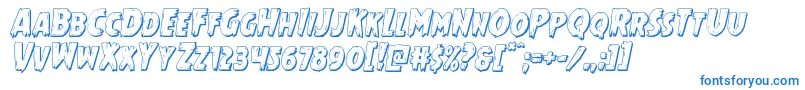 Mrsmonster3Dital-Schriftart – Blaue Schriften auf weißem Hintergrund