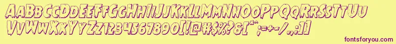 Mrsmonster3Dital Font – Purple Fonts on Yellow Background
