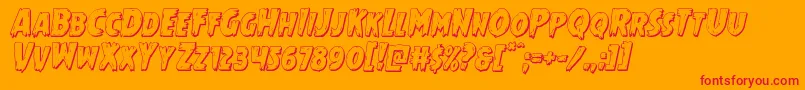 Mrsmonster3Dital-Schriftart – Rote Schriften auf orangefarbenem Hintergrund